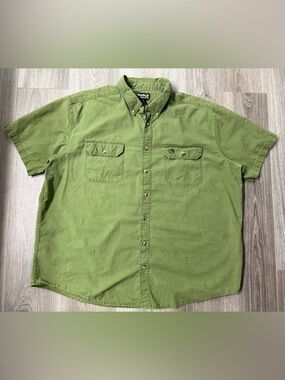 Guide Series Men's Green Button-Down SS XXL Textured Shirt Outdoors Cotton